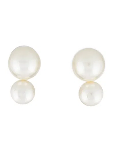 Pre-owned Jennifer Behr Faux Pearl Gretel Embellished Drop Stud Earrings In Multicolor