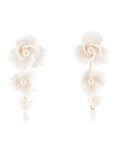 Pre-owned Jennifer Behr Faux Pearl $ Resin Mariam Drop Earrings In White