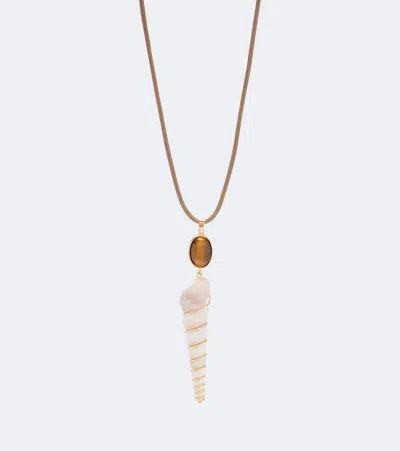Jennifer Behr Finley Pearl Seashell Necklace In Brown