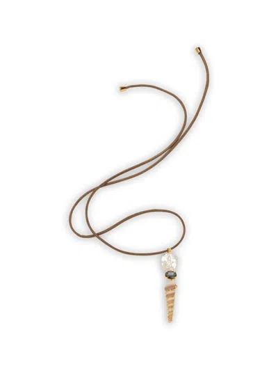 Jennifer Behr Finley Shell-pendant Necklace In Brown