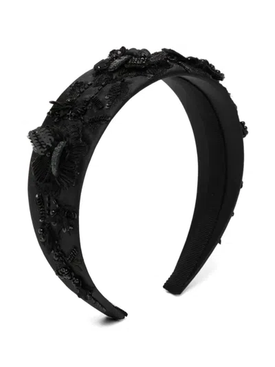 Jennifer Behr Floral Beaded Hair Accessory In Black