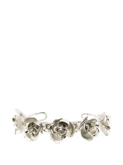 Jennifer Behr Floral-embellished Cuff Bracelet In Silver