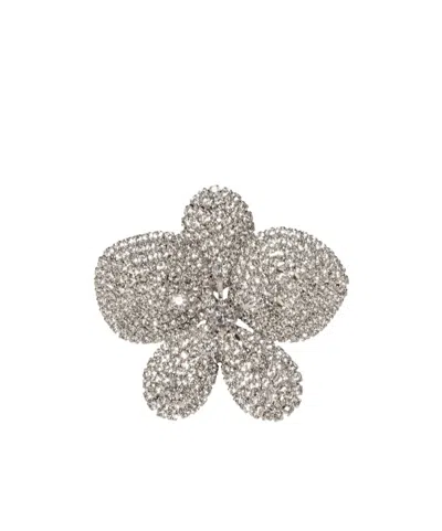 Jennifer Behr Flower-shaped Crystal Decorative Brooch In Silver