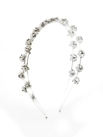 Jennifer Behr Flower-embellished Double-band Headband In Gray