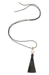 Jennifer Behr Francine Tassel Pendant Necklace In Black