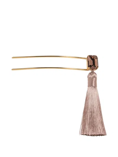 Jennifer Behr Francine Tassel Stone Hairpin In Pink