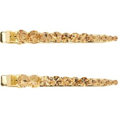 Jennifer Behr Giada Set Of 2 Crystal Embellished Alligator Clips In Golden