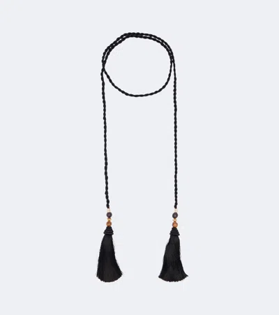 Jennifer Behr Gigi 18kt Gold-plated Braided Necklace In Black