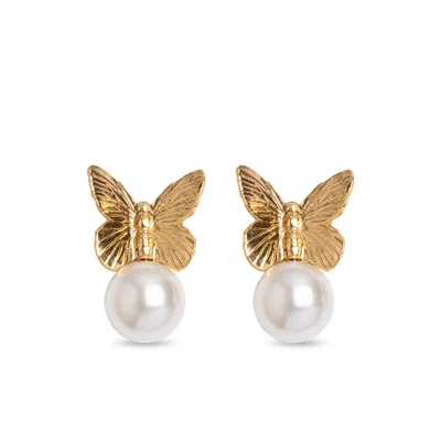 Jennifer Behr Gold  White Earrings