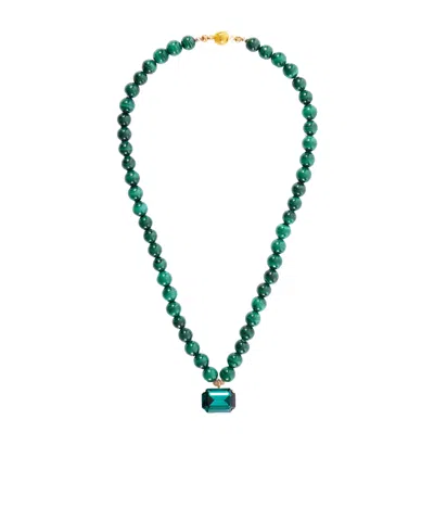 Jennifer Behr Sidonie Gold-tone Malachite And Crystal Necklace In Green
