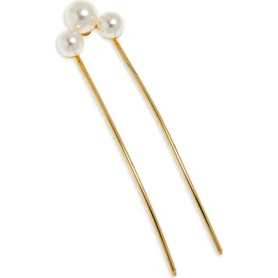 Jennifer Behr Gretel Crystal Pearl Hairpin In Gold