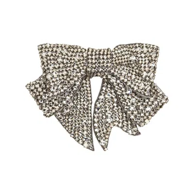 Jennifer Behr Belle Embellished Bow Barrette In Gray