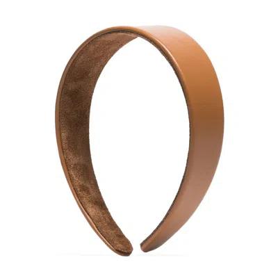 Jennifer Behr Cruz Leather Headband In Brown