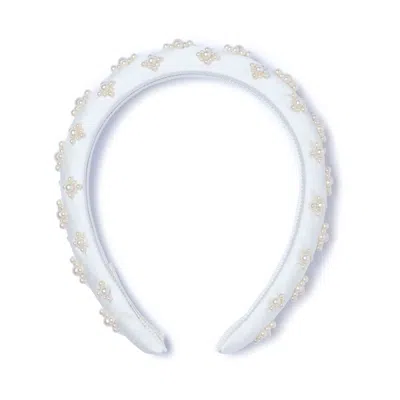 Jennifer Behr Pearl-embellished Silk Headband In White