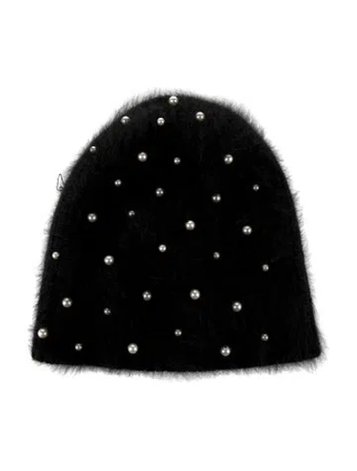 Pre-owned Jennifer Behr Hand Knit Embellished Beanie In Black