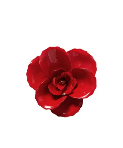 Jennifer Behr Handcrafted Golden Rose Brooch In Red