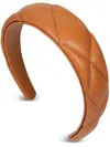 Jennifer Behr Hanna Quilted Leather Headband In Brown