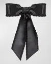 Jennifer Behr Harper Pleated Satin Bow Barrette In Black