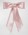 Jennifer Behr Harper Pleated Satin Bow Barrette In Blush