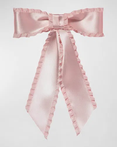 Jennifer Behr Harper Pleated Satin Bow Barrette In Pink