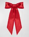 Jennifer Behr Harper Pleated Satin Bow Barrette In Cherry