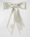 Jennifer Behr Harper Pleated Satin Bow Barrette In Cream