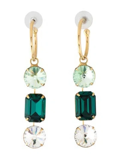 Pre-owned Jennifer Behr Harriet Crystal Drop Earrings In Clear/green