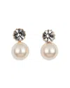 Jennifer Behr Ines Crystal & Imitation Pearl Drop Earrings In Brown