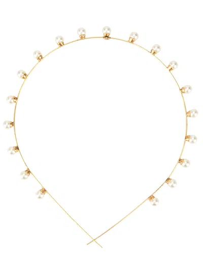 Jennifer Behr Iris Pearl Embellished Headband In Gold
