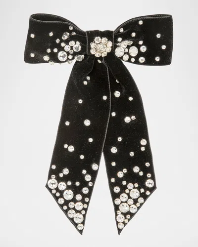 Jennifer Behr Isabelle Bow Barrette In Black Crystal