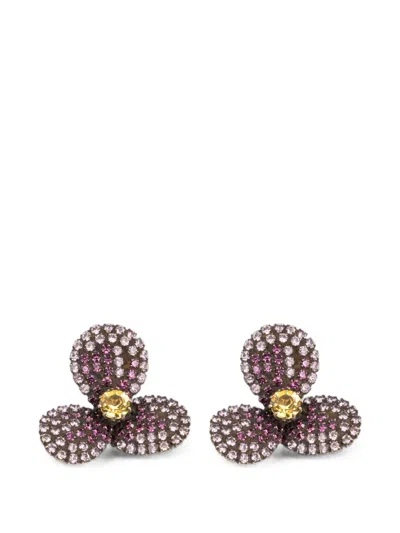 Jennifer Behr Isabelle Crystal-embellished Flower Earrings In Purple