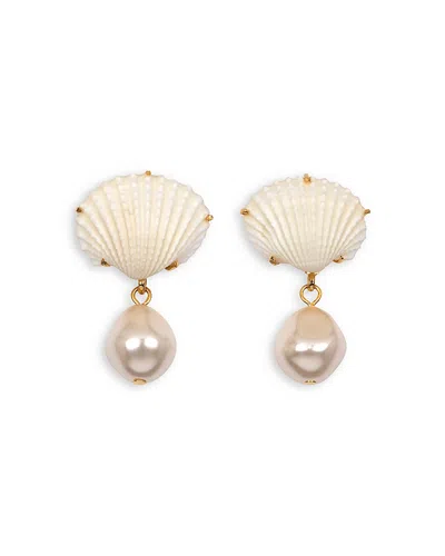 Jennifer Behr Isola Shell Drop Earrings In White
