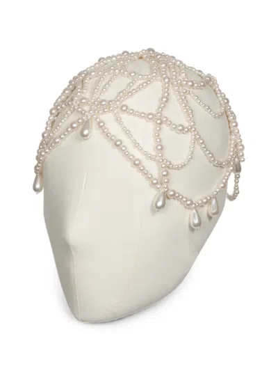 Jennifer Behr Jacinda Faux-pearl Headpiece In Gray
