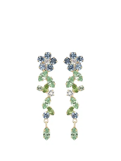 Jennifer Behr Jasmina Floral-motif Drop Earrings In Green
