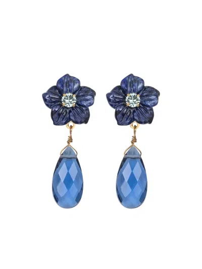 Jennifer Behr Jaylene Flower Drop Earrings In Blue