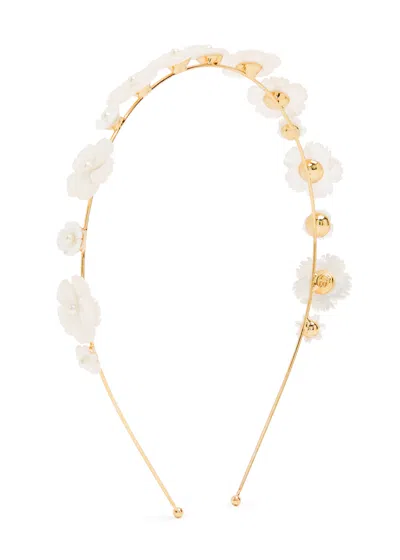 Jennifer Behr Jenna Pearl-embellished 18kt Gold-plated Headband In White