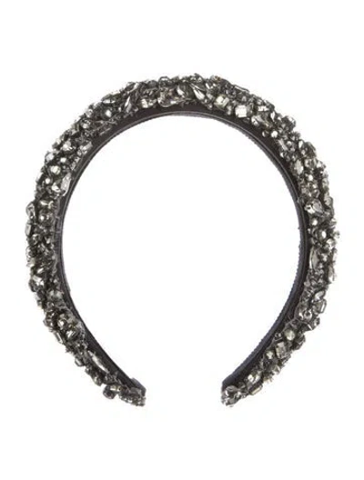 Pre-owned Jennifer Behr Crystal Embellished Headband In Black