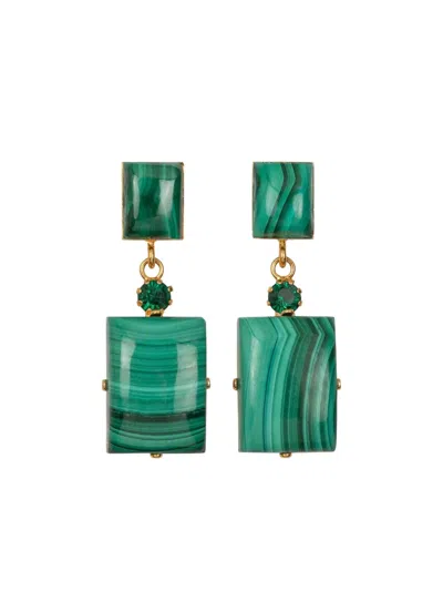 Jennifer Behr Joliel Rectangular-stone Earrings In Green
