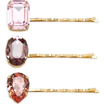 Jennifer Behr Karina Assorted 3-pack Czech Crystal Bobby Pins In Rose