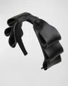 Jennifer Behr Karina Bow Satin Headband In Black