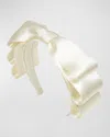 Jennifer Behr Karina Bow Satin Headband In Cream