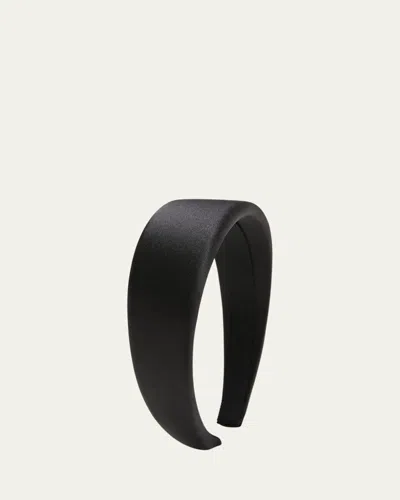 Jennifer Behr Kate Padded Satin Headband In Black