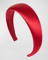 Jennifer Behr Kate Padded Satin Headband In Cherry