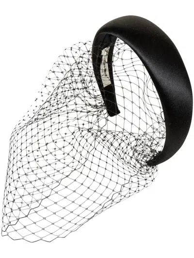 Jennifer Behr Kate Silk-satin Voilette Headband In Black