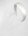 Jennifer Behr Tori Voilette Mesh-trimmed Satin Headband In Cream