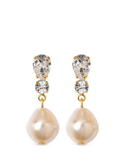 Jennifer Behr Kristina Crystal Faux-pearl Earrings In Gold