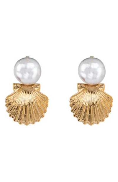 Jennifer Behr Laguna Shell Drop Earrings In Gold