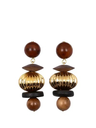 Jennifer Behr Lavon Beaded Drop Earrings In Brown