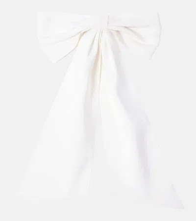 Jennifer Behr Leander Bow-detail Faille Barrette In White