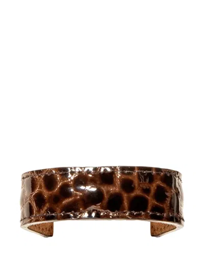 Jennifer Behr Leather-embossed Mini Ponywrap In Brown